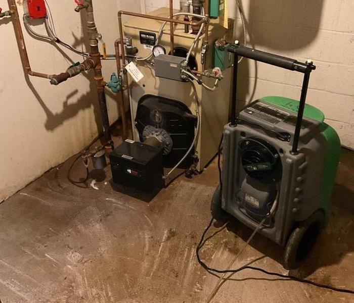 After water mitigation in boiler room 